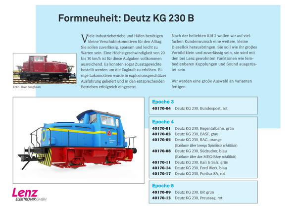 Lenz - Diesellok Deutz KG 230 B, BP, Ep.5