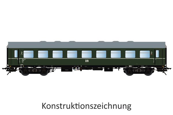 Lenz - Reko-Wagen B4mgl, 4-achsig, 2.Klasse, DR, Ep.3, Betr.-Nr. 260-247,flaschengrün, Zierstrei.