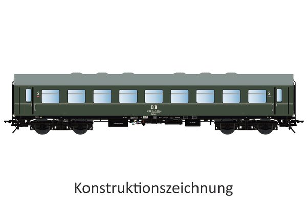 Lenz - Reko-Wagen Bghwe, 2.Kl, DR, Ep.4, Betr.-Nr. 57 50 28-25 215-4, dunkelgrün, Drehg. Görlitz